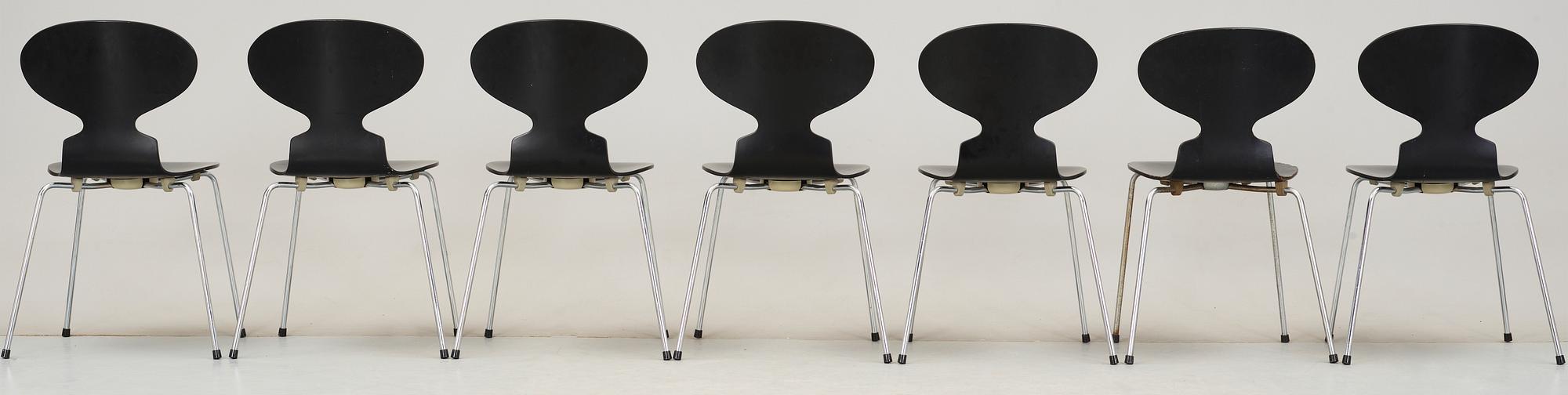 STOLAR, 7 st, "Myran", Arne Jacobsen för Fritz Hansen, 1900-talets andra hälft.