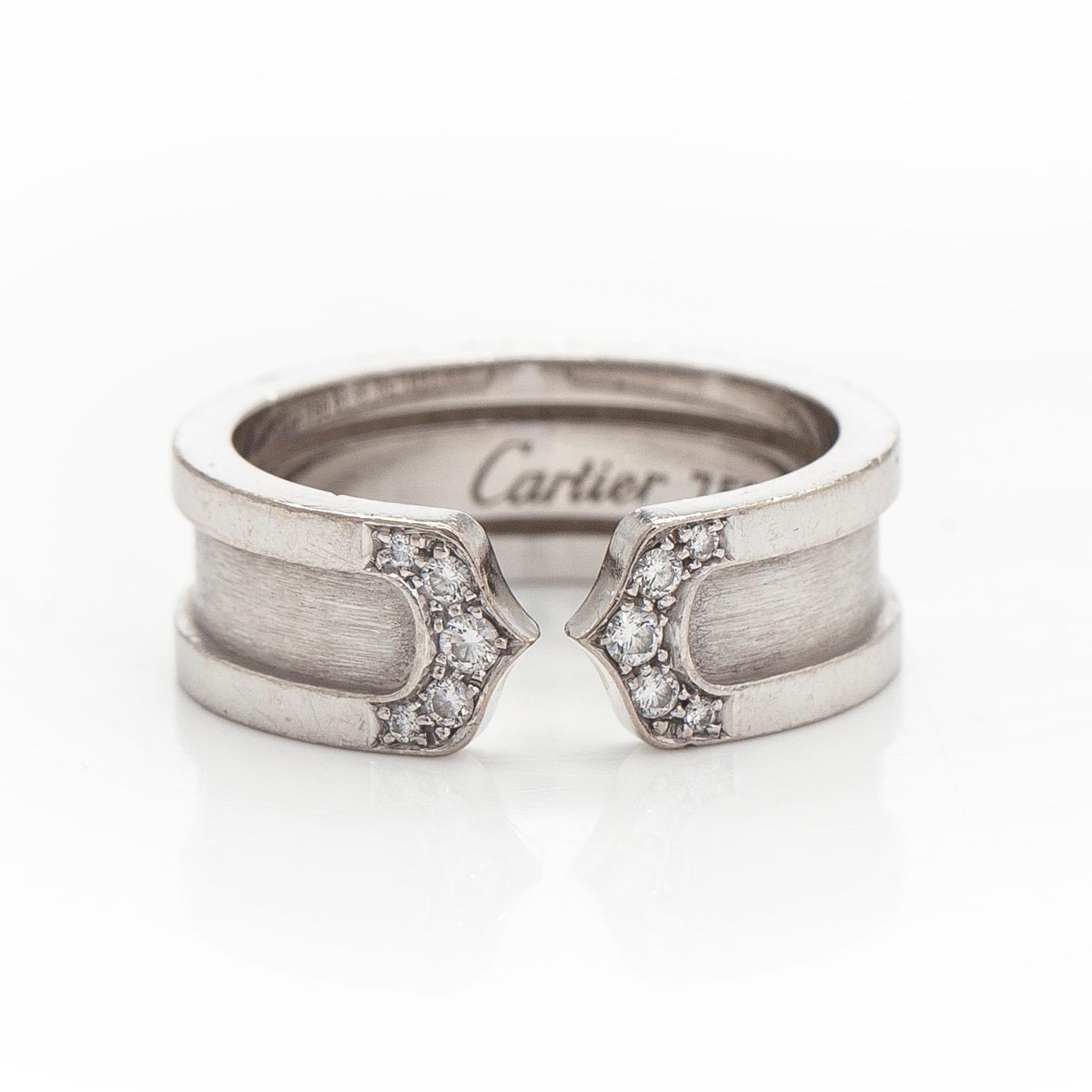 Cartier, Ring, “Double C”, 18K white gold and brilliant-cut diamonds.