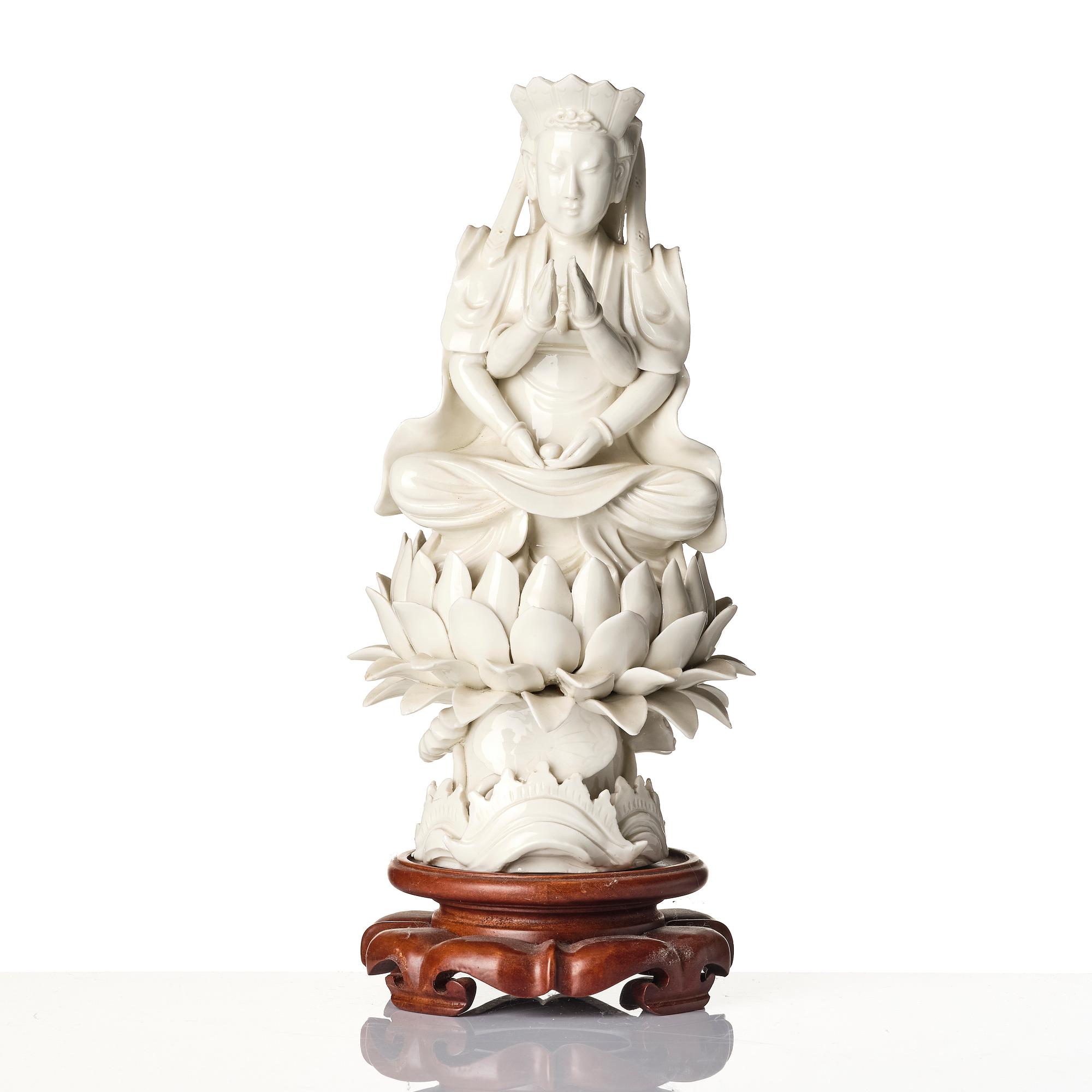 Figurin, porslin, blanc de Chine, Kina, sen Qingdynasti / omkring 1900.