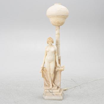 Floor lamp/sculpture, alabaster, probably Italy, early 20th century.