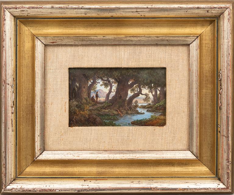 Okänd konstnär 1800-tal , aset of two oils on canvas laid on panel signed.