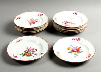 TALLRIKAR 12 st, porslin, Meissen, Marcolinis period c:a 1800.