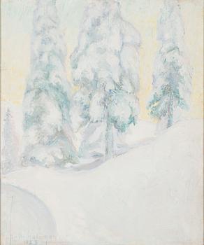 Antti Halonen, öljy levylle, signeerattu ja päivätty 1923.