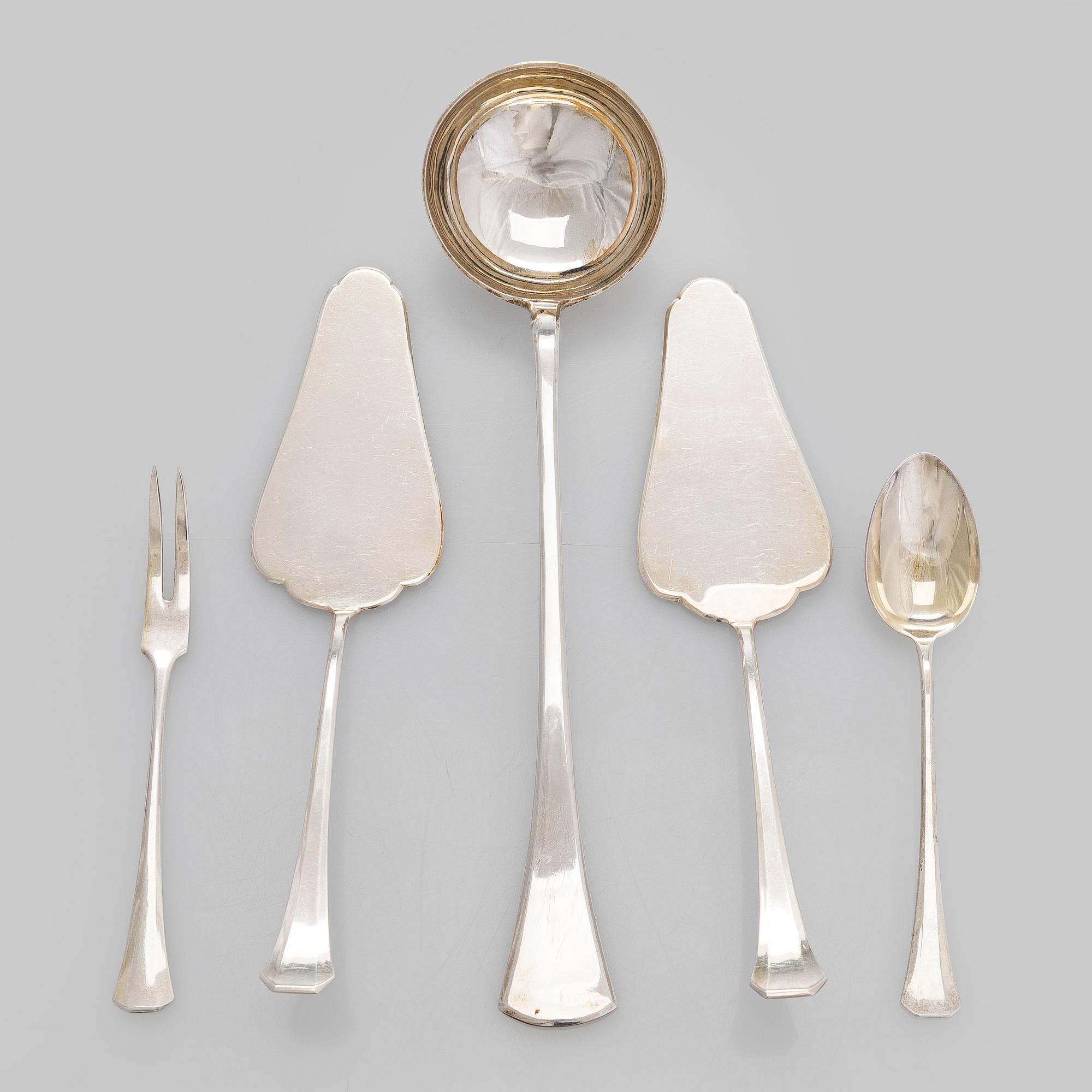 A 15-piece silver cutlery set, Sandrik, and ladle, Czechoslovakia 1929-1945.