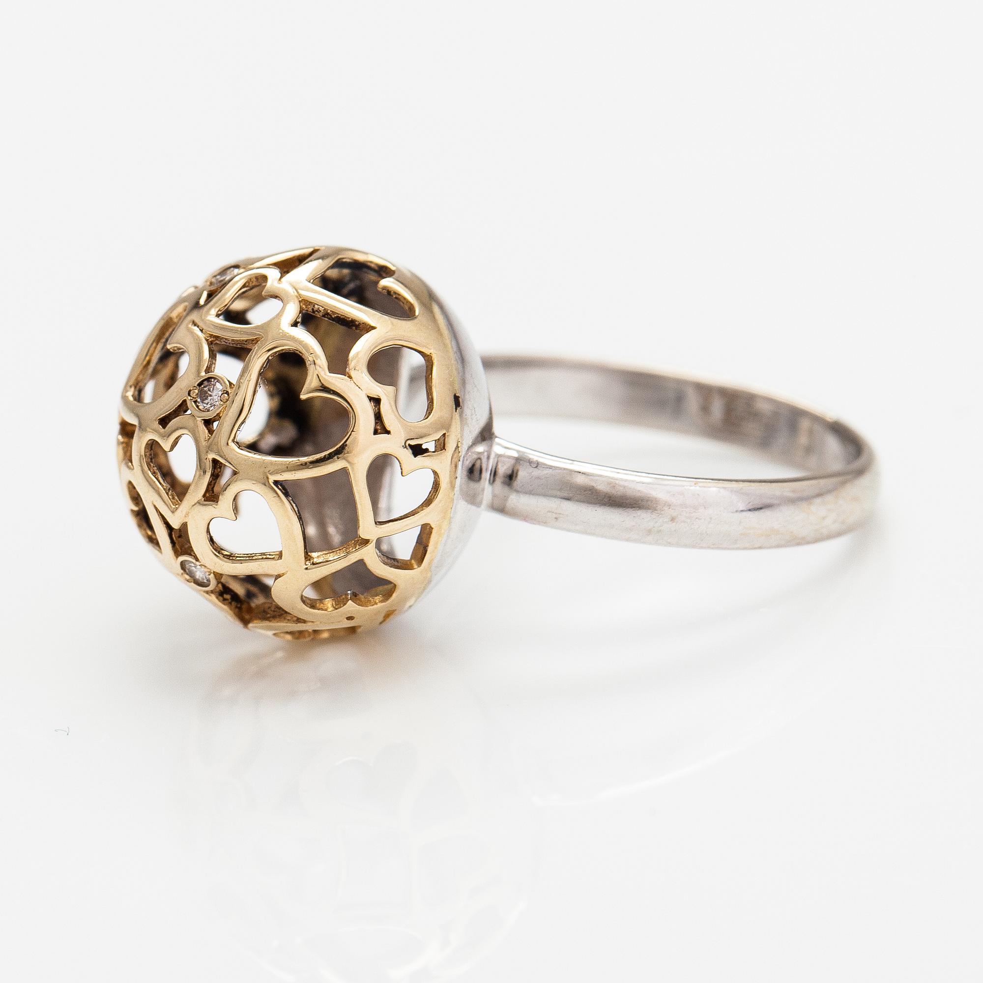 Ring, 14K guld, diamanter ca 0.012 ct tot. Moskva.