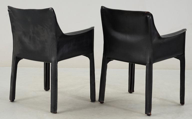 KARMSTOLAR, ett par, "CAB", Mario Bellini, Cassina, Italien. Modellen formgiven 1977.