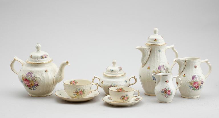 TE- OCH KAFFESERVIS, 43 delar, porslin, "Sanssouci", Rosenthal, 1900-talets mitt.