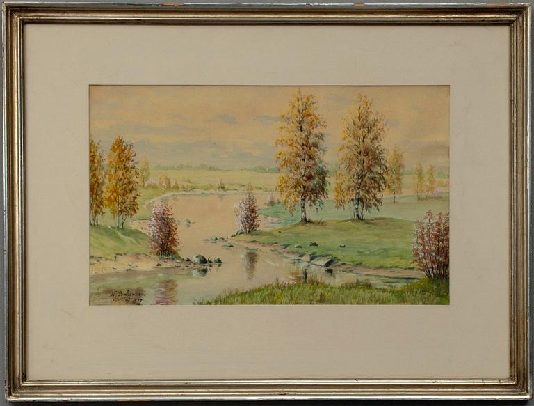 N. BUTENKO, akvarell, sign. och dat. 1927.