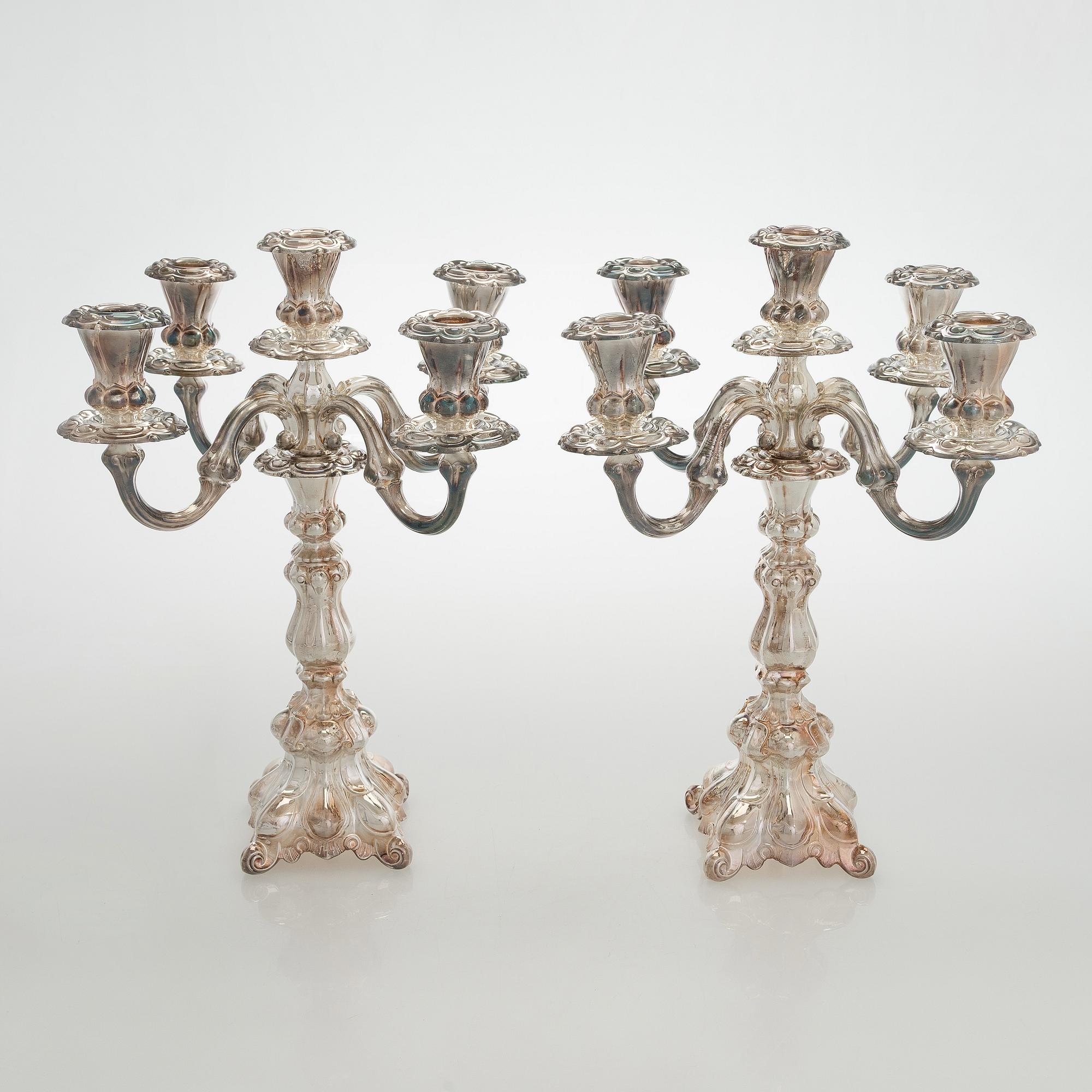 A pair of silver baroque style candelabra, Kultakeskus, Hämeenlinna 2007-2008.