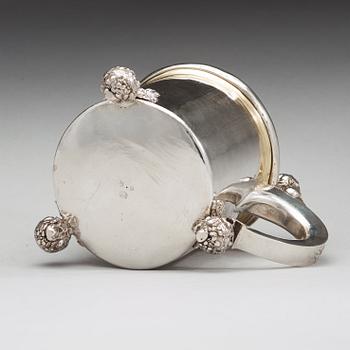 JOHAN BIÖRCK, Västerås (verksam 1680-1709), dryckeskanna, silver, barock.