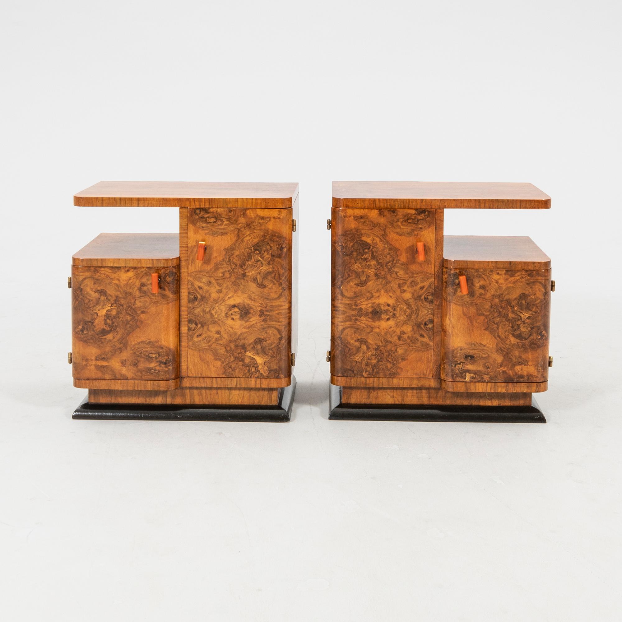 Bedside tables, a pair from the first half of the 20th century.