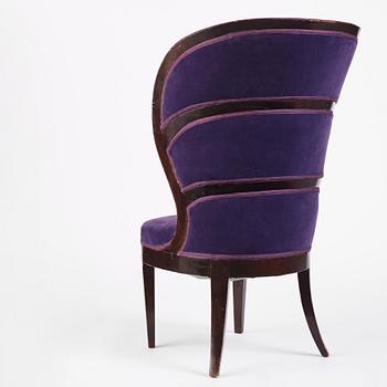 Uno Åhrén, a Swedish Grace black lacquered "Lady's armchair", Mobilia AB, Malmö ca 1925.