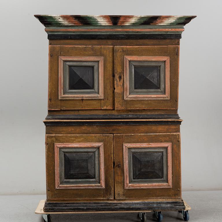 A painted pine cabinet from Ångermanland, 18th Century.