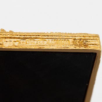 Juhani Linnovaara, Necklace 18K gold with spectrolite and brilliant-cut diamond, Lapponia 1980.