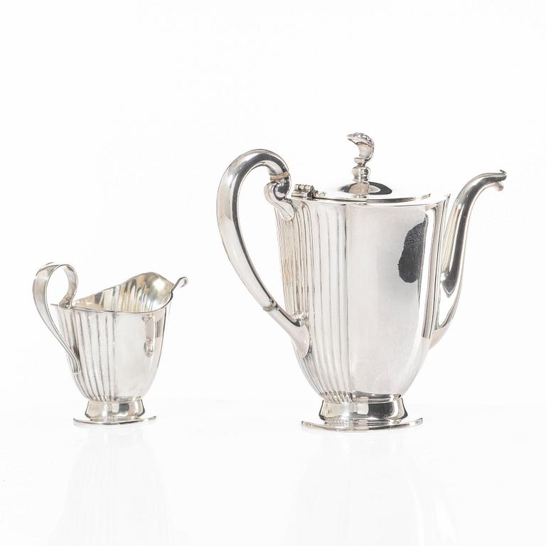 Guldsmedsaktiebolaget (GAB), Coffee pot and cream jug, silver, Stockholm 1934.
