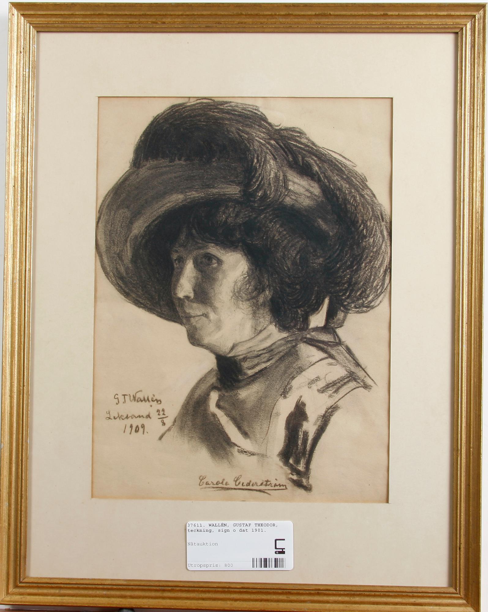 WALLÉN, GUSTAF THEODOR, teckning, sign o dat 1901.