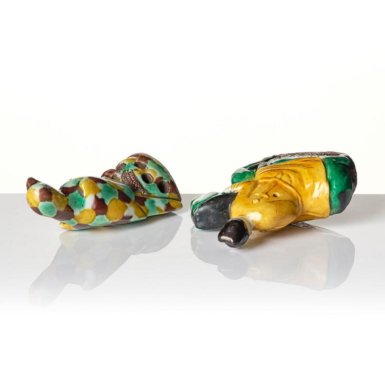 A group of sancai-glazed scholar's objects, Qing dynasty, Kangxi (1662-1722).