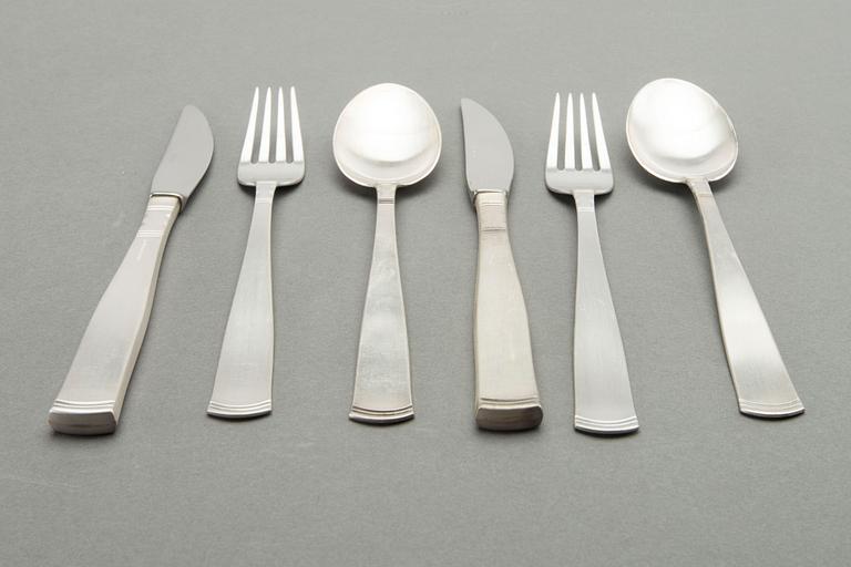 A Swedish 20th century silver set of 18 pcs of Rosenholm Cutlery, mark of GAB Stockholm 1990-tal total weight ca 852 gr.