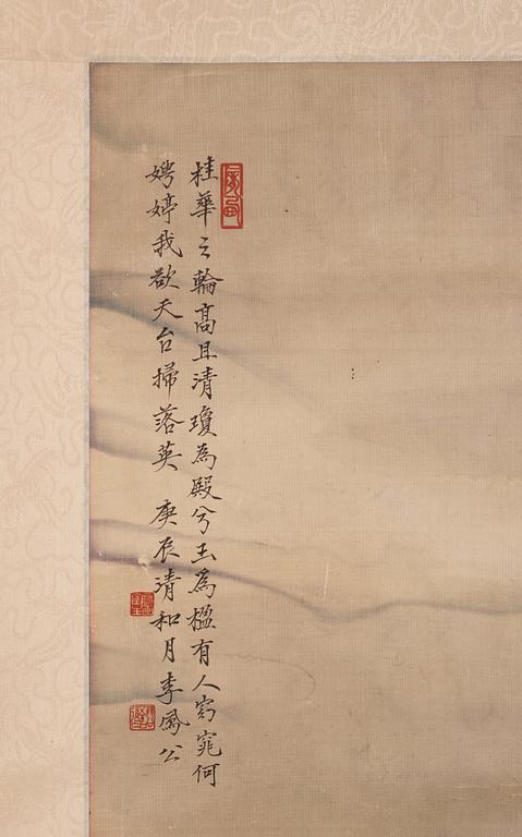 A Chinese scroll painting, Qing dynasty, circa 1900.