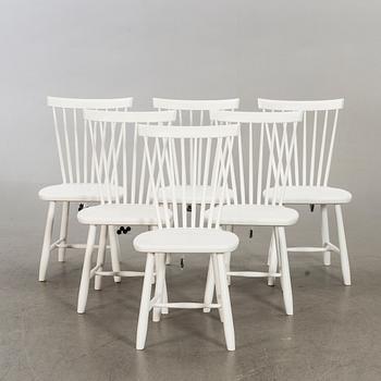 Six white 'Lilla Åland' chairs by Carl Malmsten, Stolab Sweden.