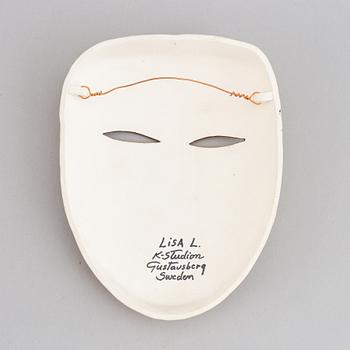 Lisa Larson, masker, 2 st, stengods, K-Studion, Gustavsberg.