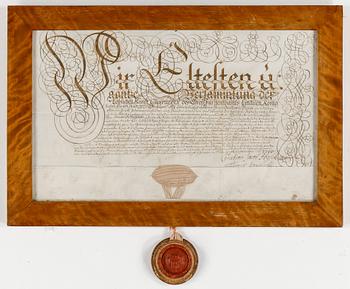 LÄKARBREV med SIGILL, daterat 1700, Wilda, Litauen.