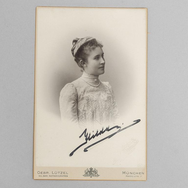 Two German royal photographs, signed by hand by Frederick II of Baden and Hilda of Nassau.