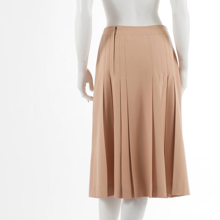 CÉLINE, a beige wool skirt. French size 40.