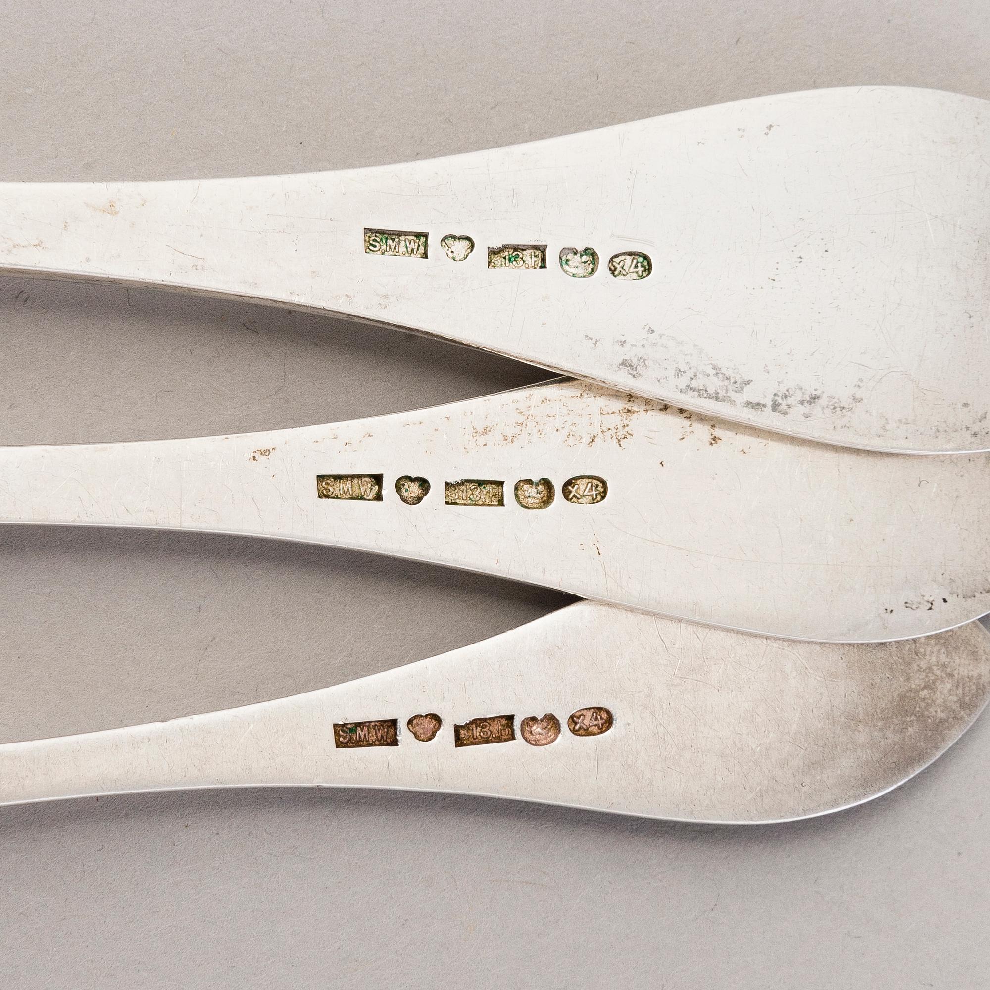 SAMUEL MIKA WESTERLUND, LUSIKOITA, 36 kpl, hopeaa, Porvoo 1903.