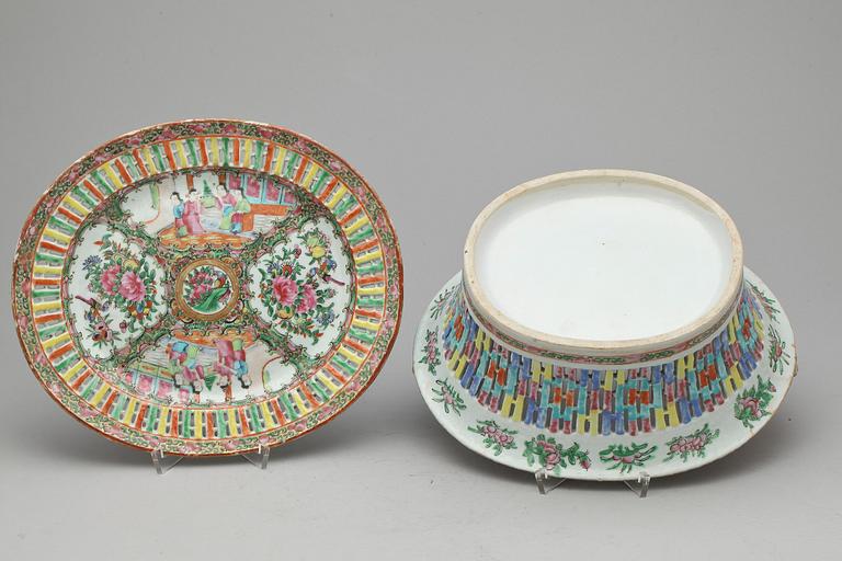 GALLERSKÅL med FAT, porslin, Kina, Kanton, 1800-/1900-tal.