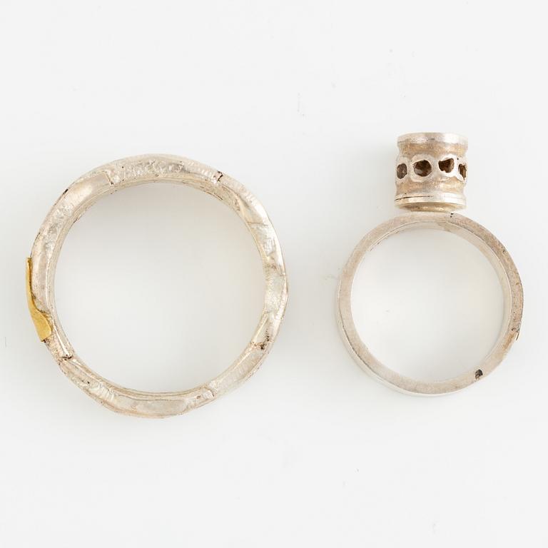 Lars Arby, six rings, silver, Gothenburg approx. 1966 and 1976.