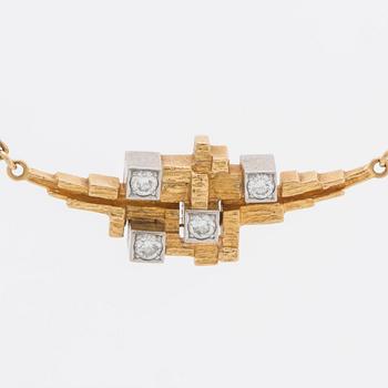 LAPPONIA NECKLACE 18K gold w 4 brlliant-cut diamonds 0,25 ct engraved, "Diamantstad", Finland 1984.