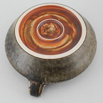 Unique stoneware bowl with handles by CARL-HARRY STÅLHANE, Rörstrand, signed and dated -61.