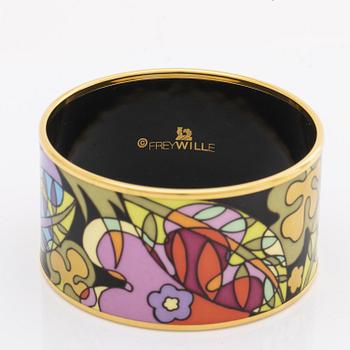 Frey Wille, an 'Ode to Joy of Life Paradise Moonlight' enamel and gilt metal bangle, Austria, c 2012.
