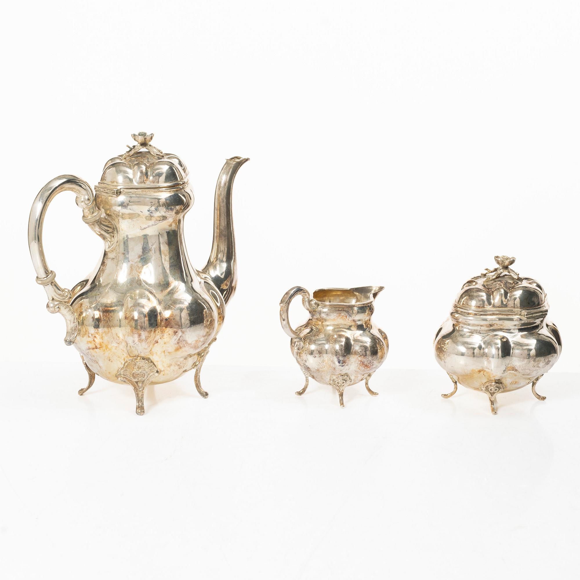 A German 20th century silver coffee set, three pieces.