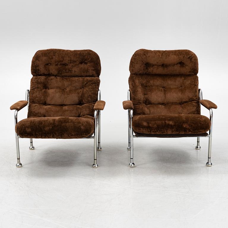 Bo Eigert, a pair of 'Stålbo' armchairs, Firma B. Eigert AB, Hova, 1970's.