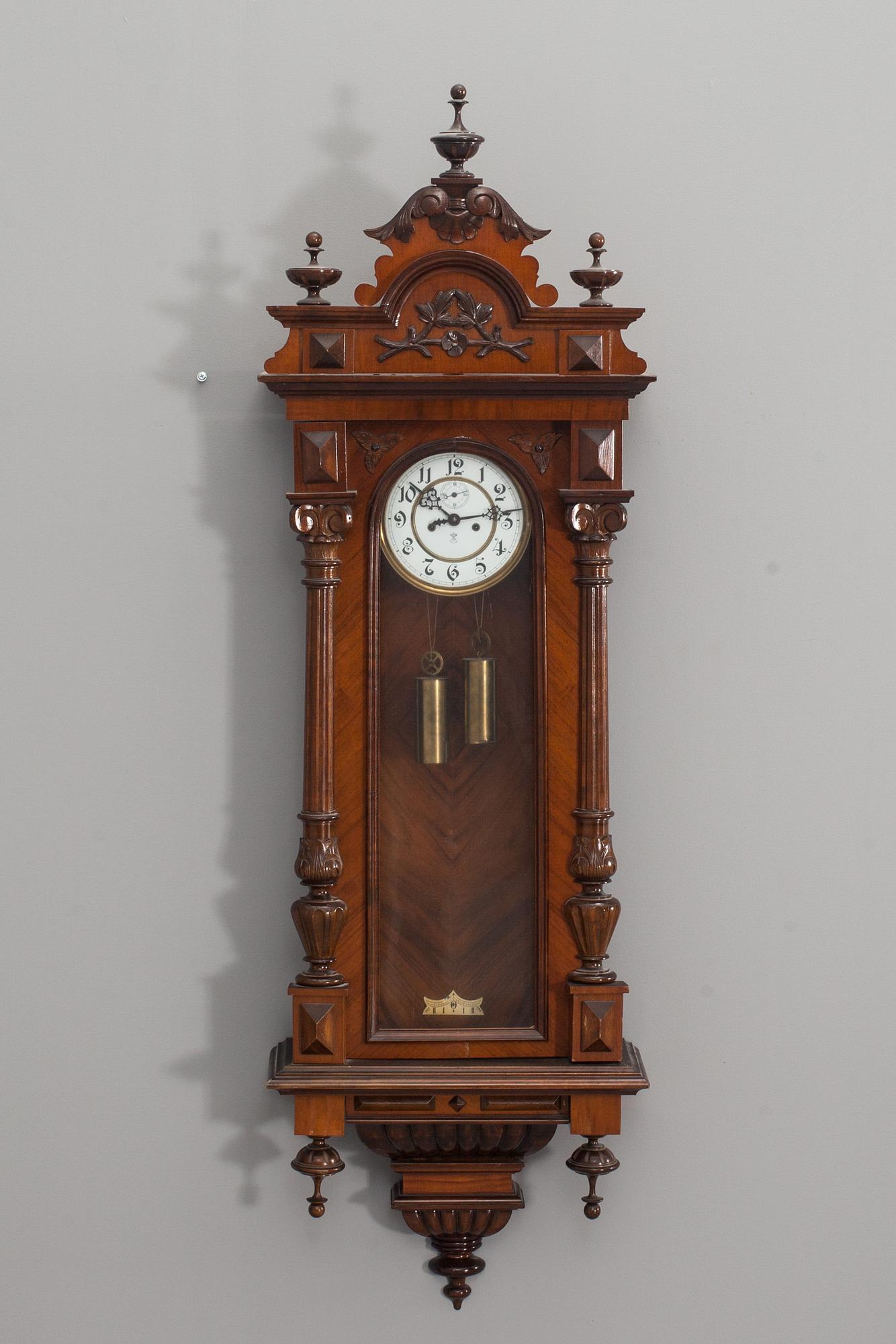 VÄGGPENDYL, lodregulator, oscariansk, 1800-talets slut.
