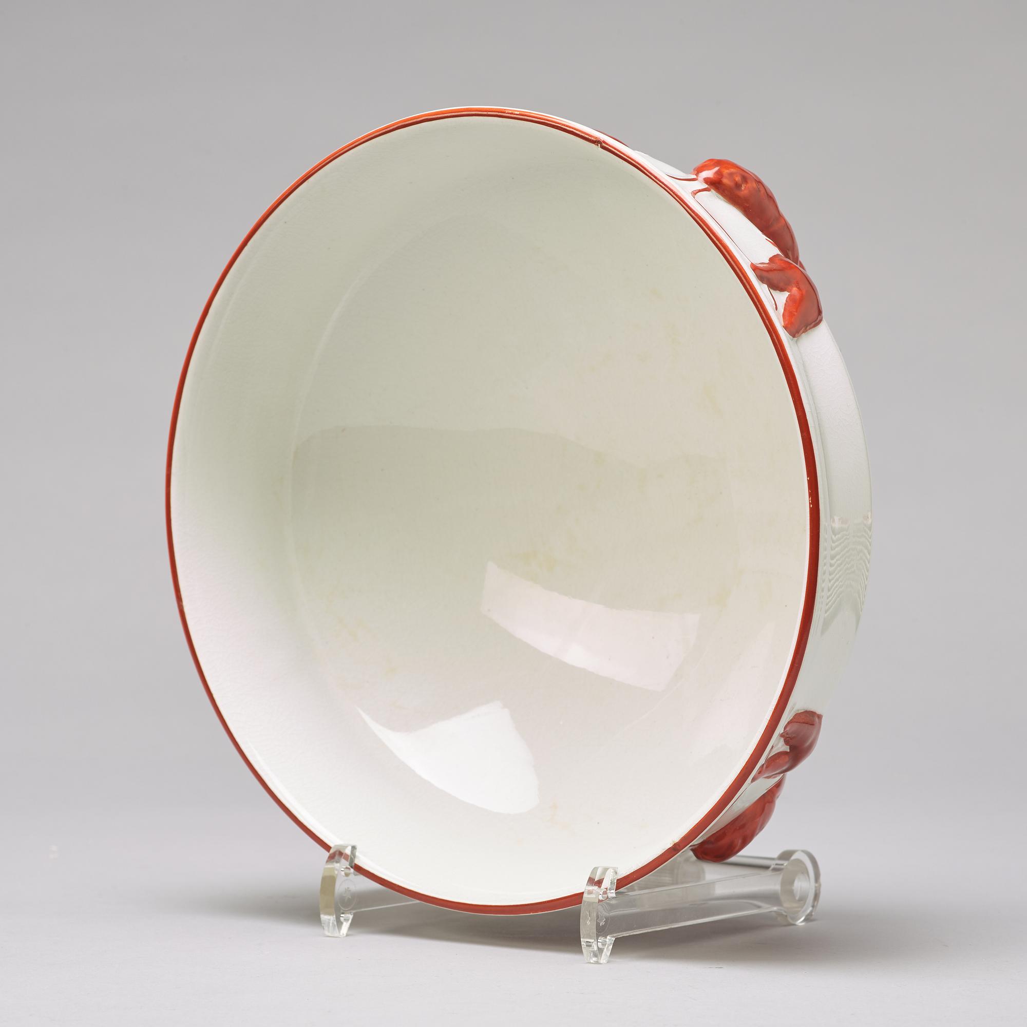 ALF WALLANDER, a part crayfish creamware service, from Rörstrand, first half of the 20th century (19 pieces).