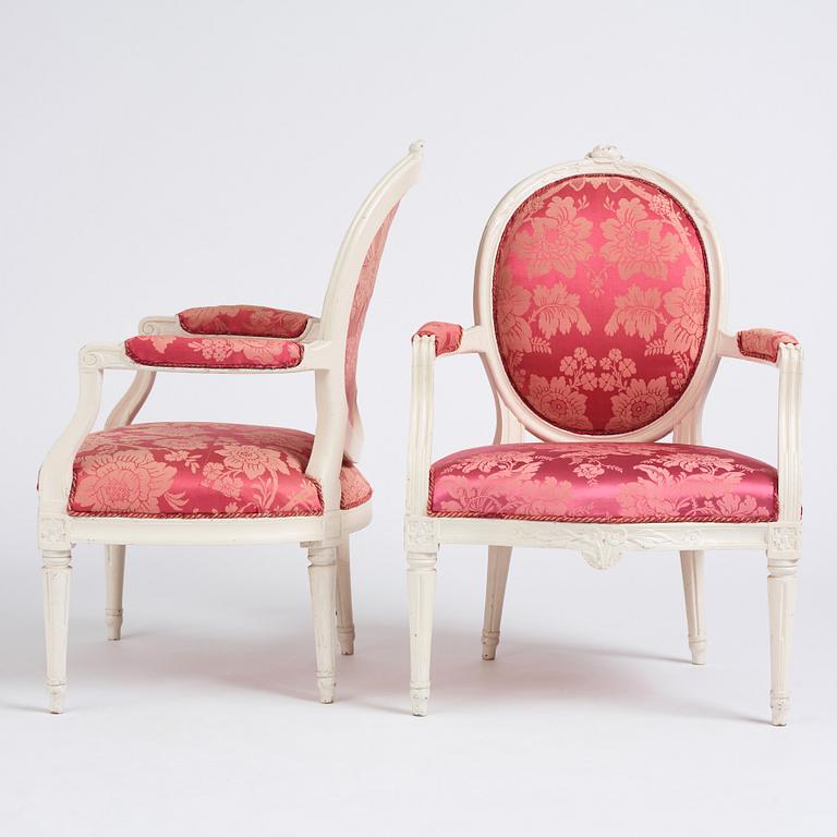 A pair of Gustavian armchairs by J Malmsten.