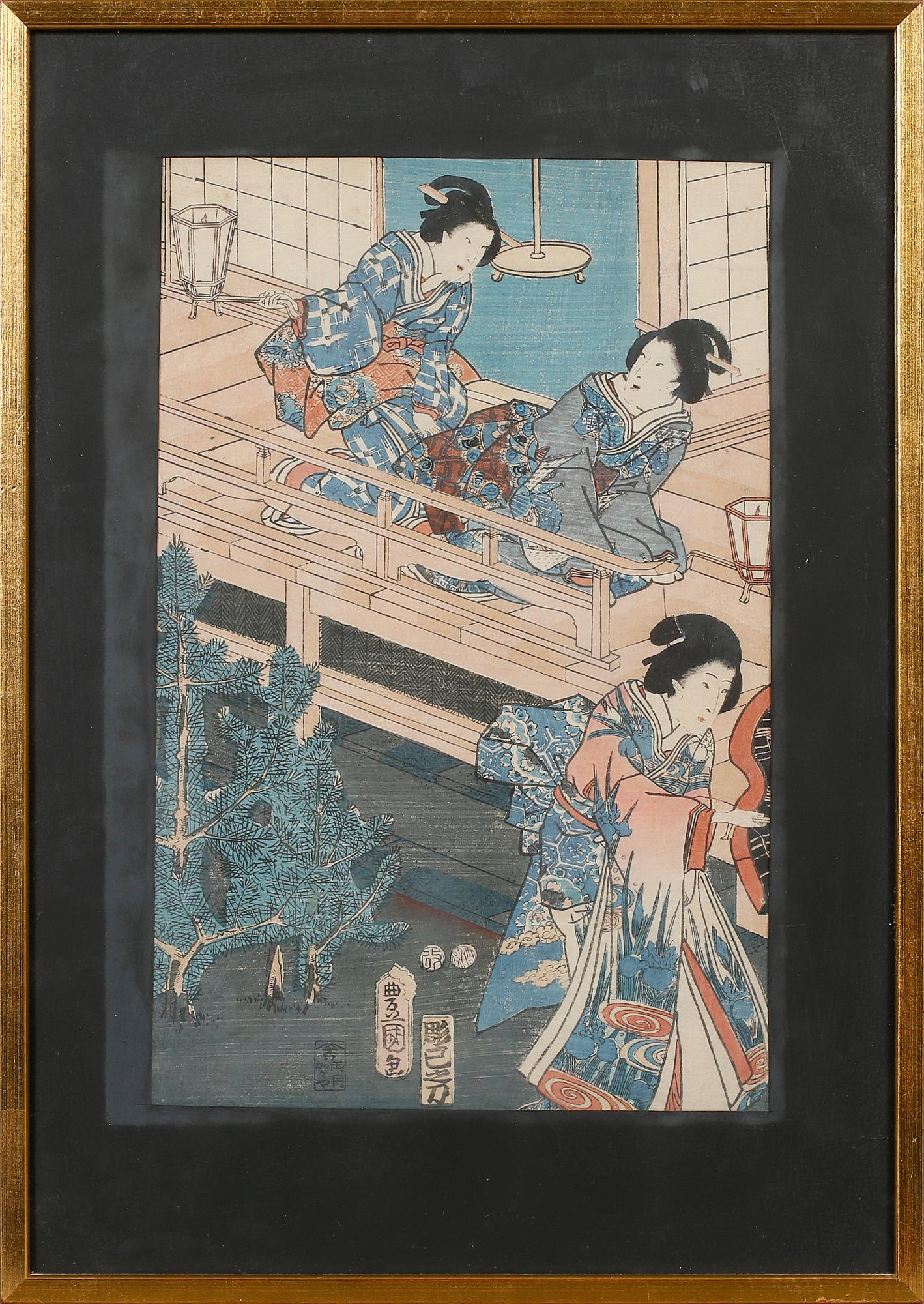 TRÄSNITT, 3 st, Japan, 1800-/1900-tal.