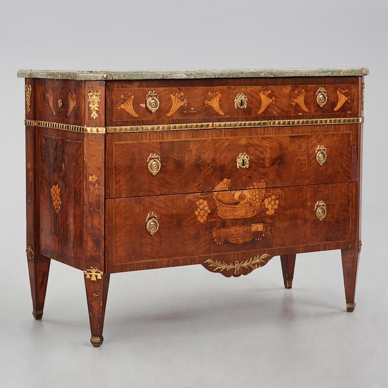 A marquetry and gilt-brass mounted commode attributed to C. Lindborg (master 1781-1808).