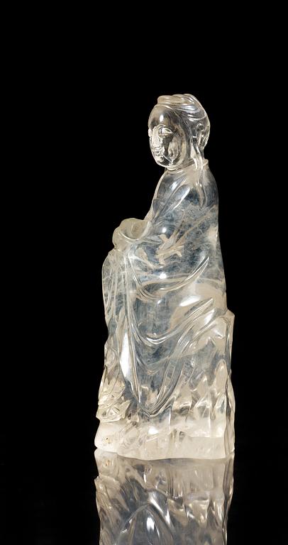 A rock chrystal figure of Guanyin, China early 20th Century.