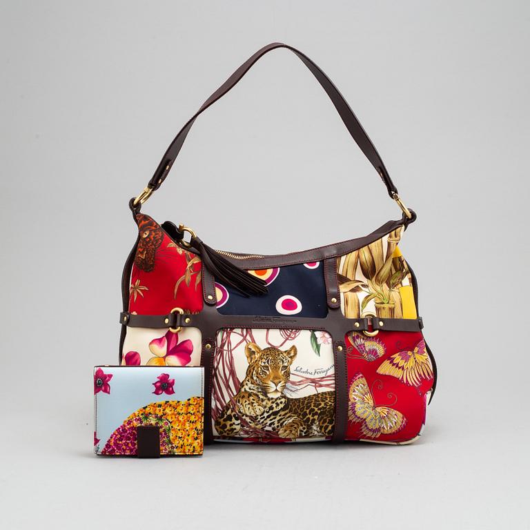 Salvatore Ferragamo,  nylon and leather handbag and wallet.