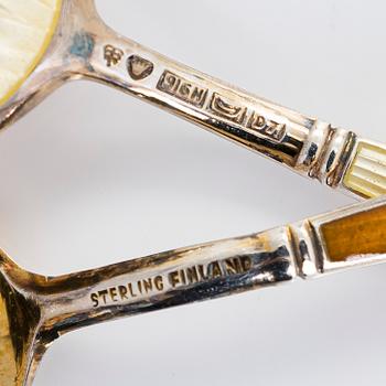 Tillander, six enamelled silver-gilt coffee spoons in fitted box, Helsinki 1957.