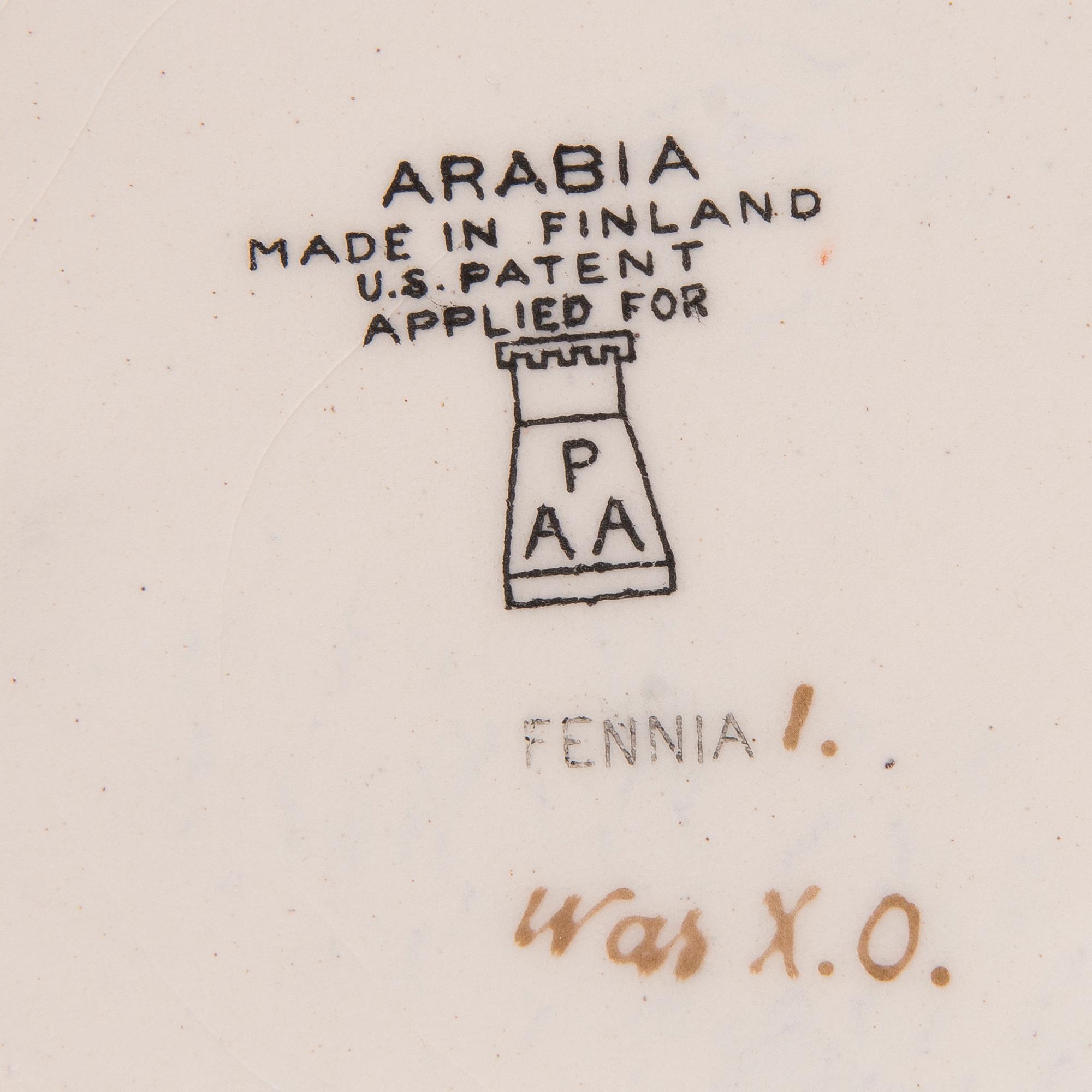 MALJAKKO, keramiikkaa, Fennia-sarjaa, Arabia 1917-1927.