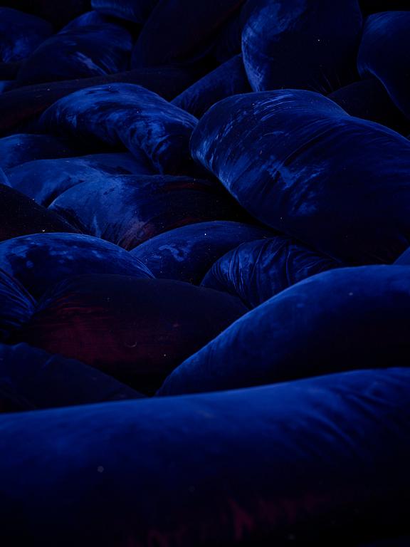 A Fernando & Humberto Campana blue purple velvet 'Boa Sofa', Edra, Italy, post 2002.