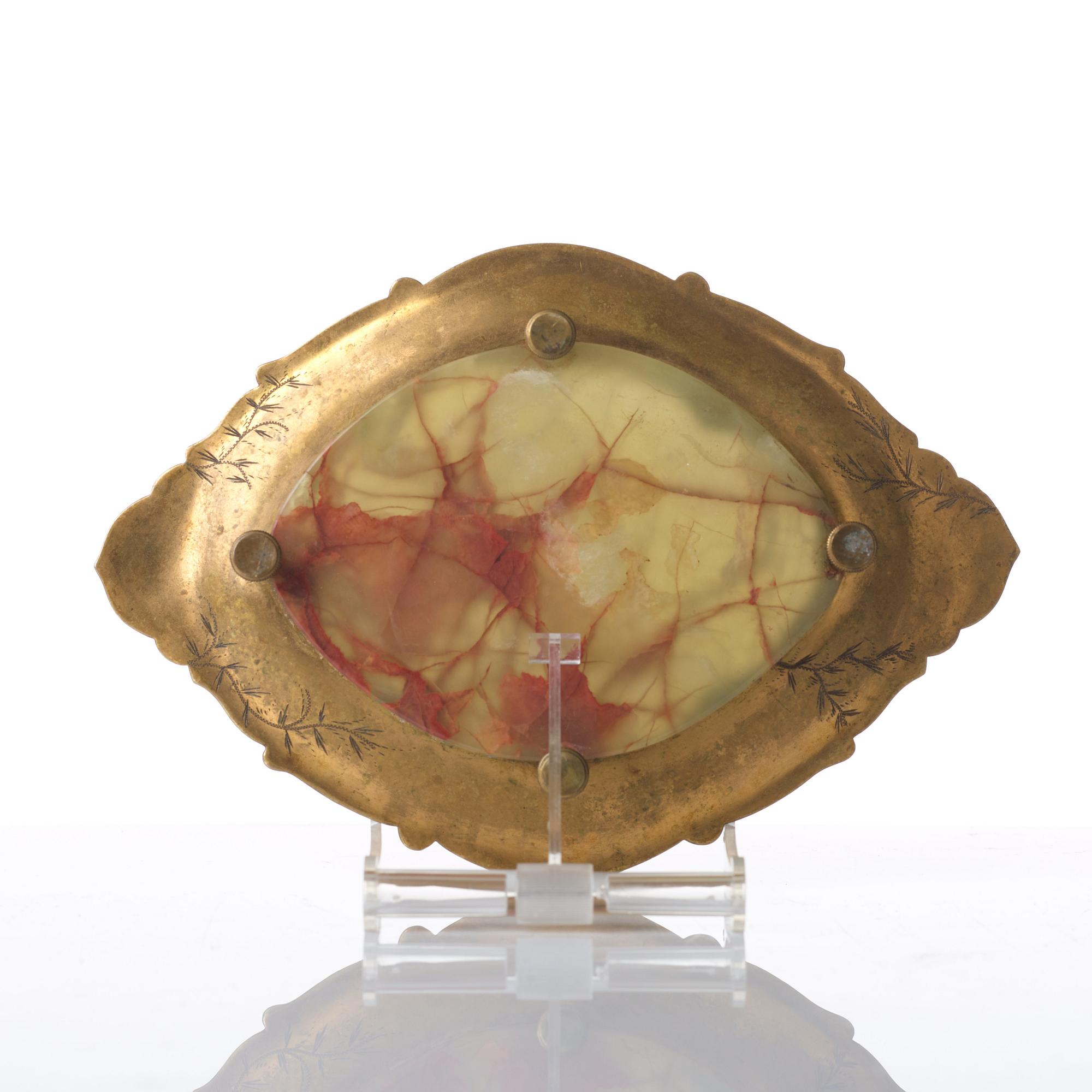 A 20th century champleve enamel and agate dish.