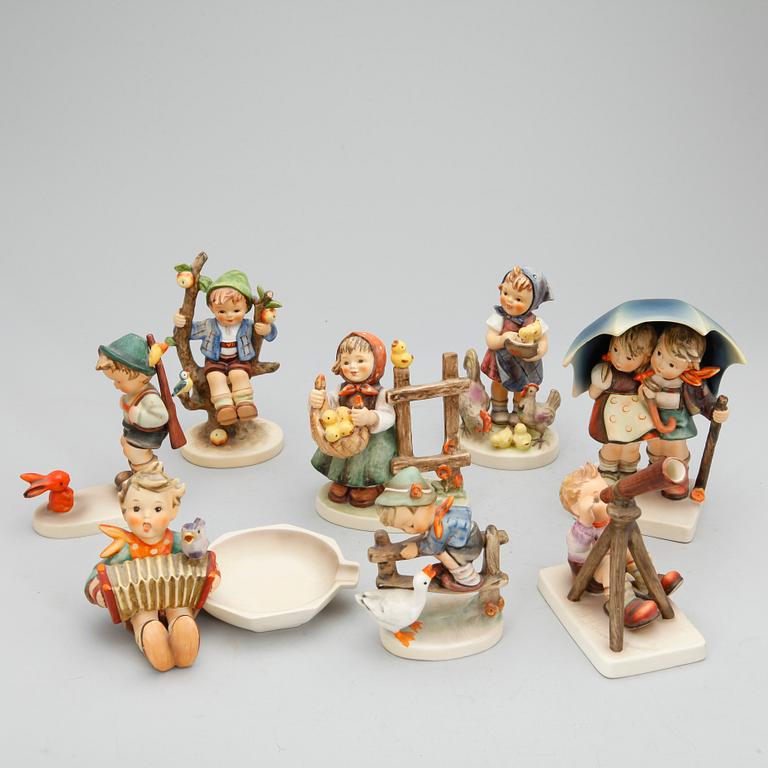 FIGURINER, 8 st, porslin, Hummel, Goebel, 1900-tal.