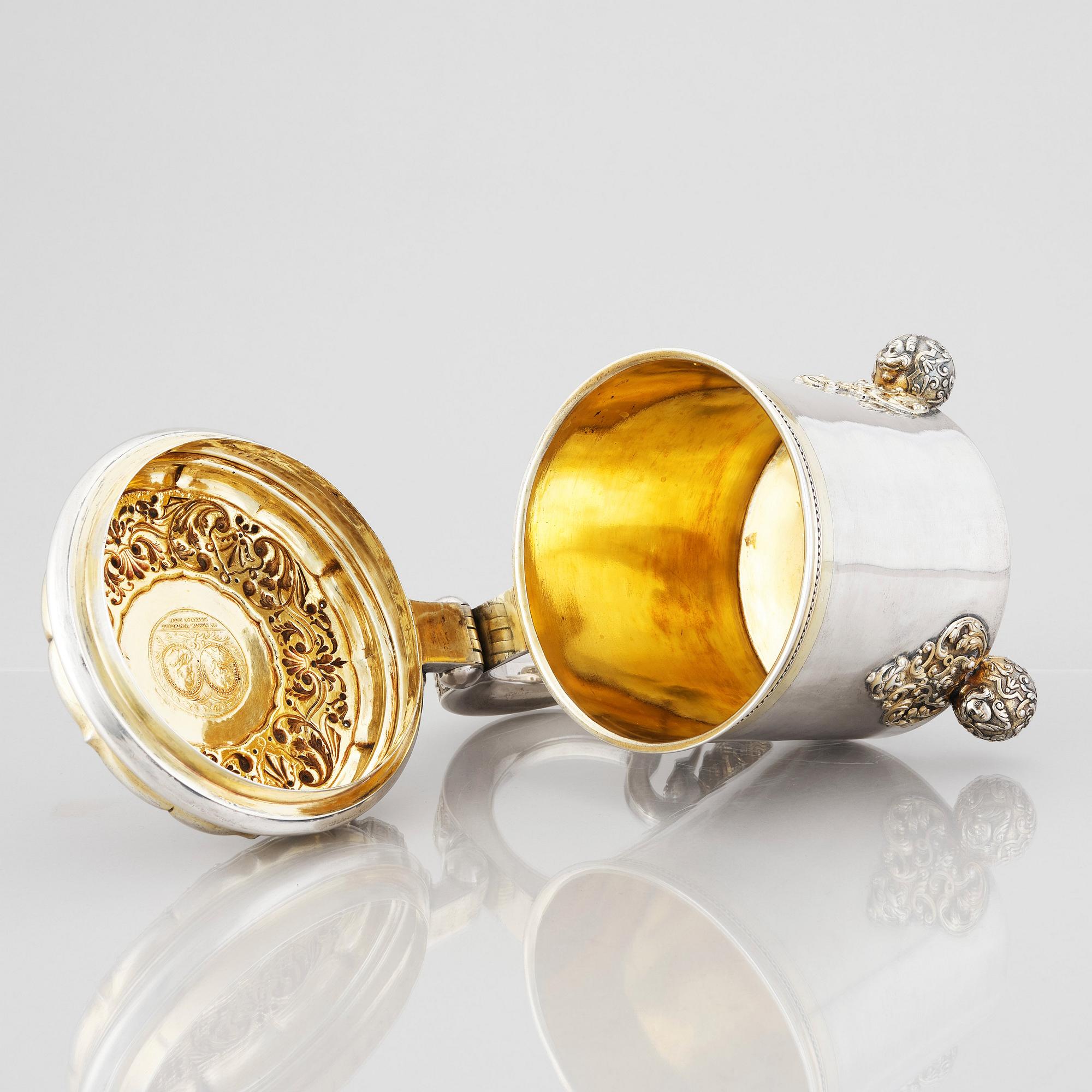 A Swedish 18th century parcel-gilt silver tankard, mark of Niclas Warneck, Karlstad 1751.