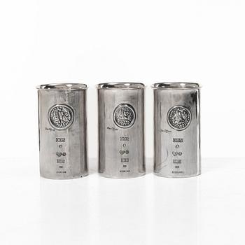 Olle Ohlsson, Three sterling silver beakers, Olle Ohlsson Silversmide, Stockholm 1979.